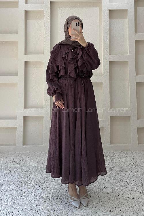 Lamelif Volan Detaylı Takım Bordo