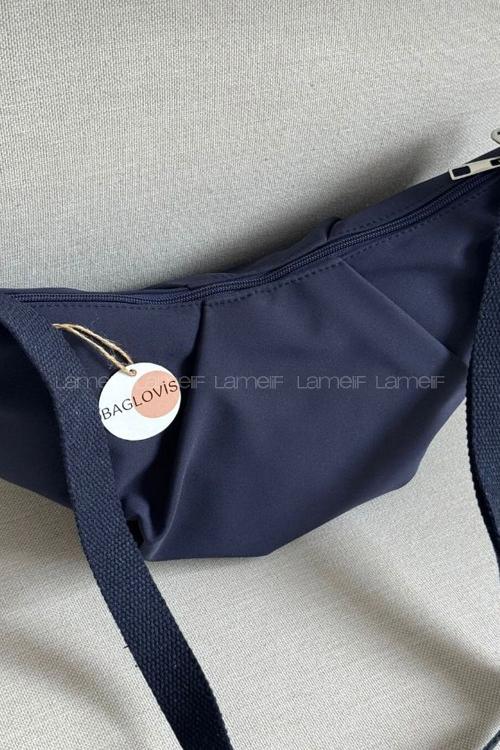 Lamelif Carpe Teknik Kumaş Spor Omuz Çantası Lacivert