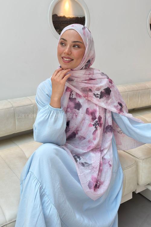 Candy Pink Cotton Fabric Flowering Shawl
