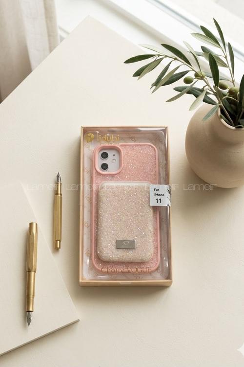 Lamelif iPhone 11 Swarovski Taşlı Mıknatıs Cüzdanlı Macsafe Kılıf
