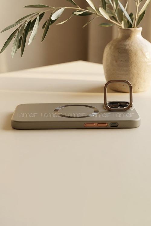 Lamelif iPhone 13 Standlı Kamera Korumalı Lens Hediyeli Ekonomik Telefon Kılıfı