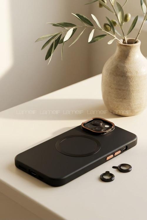 Lamelif iPhone 13 Standlı Kamera Korumalı Lens Hediyeli Ekonomik Telefon Kılıfı