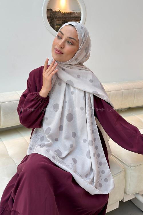 Lamelif Puantiye Desen Soft Şal Vizon