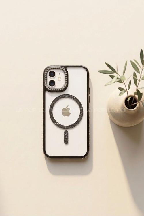Lamelif iPhone 11 Standlı Simli Premium Telefon Kılıfı