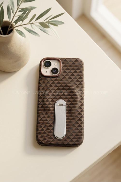 Lamelif iPhone 13/14 Carbon 360 Dönebilen Standlı Magsafe Telefon Kılıfı