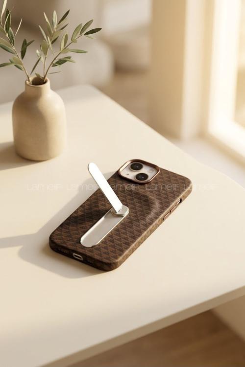 Lamelif iPhone 13/14 Carbon 360 Dönebilen Standlı Magsafe Telefon Kılıfı