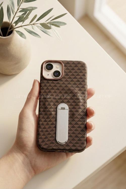 Lamelif iPhone 13/14 Carbon 360 Dönebilen Standlı Magsafe Telefon Kılıfı