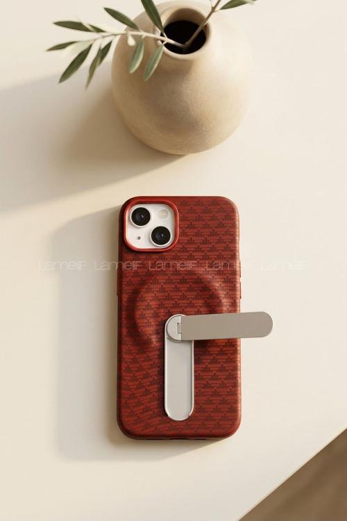 Lamelif iPhone 13/14 Carbon 360 Dönebilen Standlı Magsafe Telefon Kılıfı