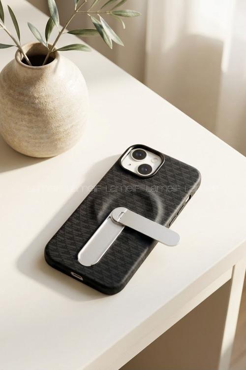 Lamelif iPhone 13/14 Carbon 360 Dönebilen Standlı Magsafe Telefon Kılıfı