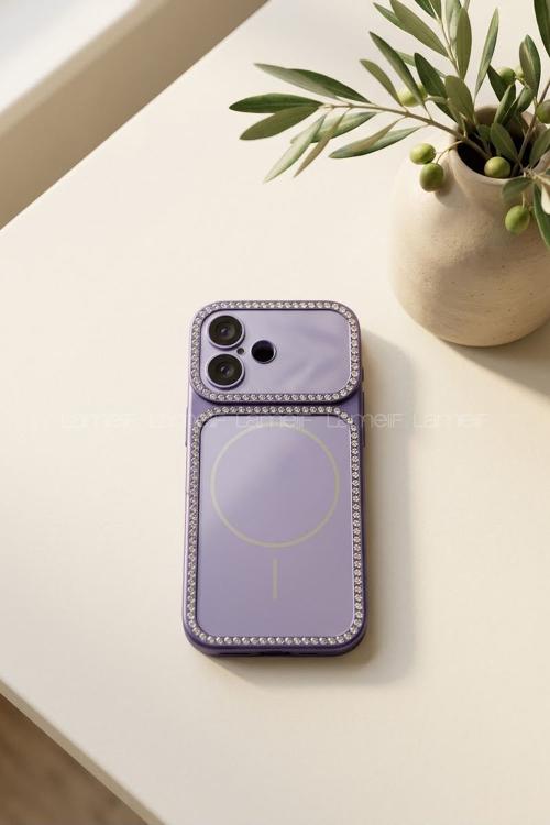 Lamelif iPhone 17 Elmas Taşlı Magsafe Telefon Kılıfı
