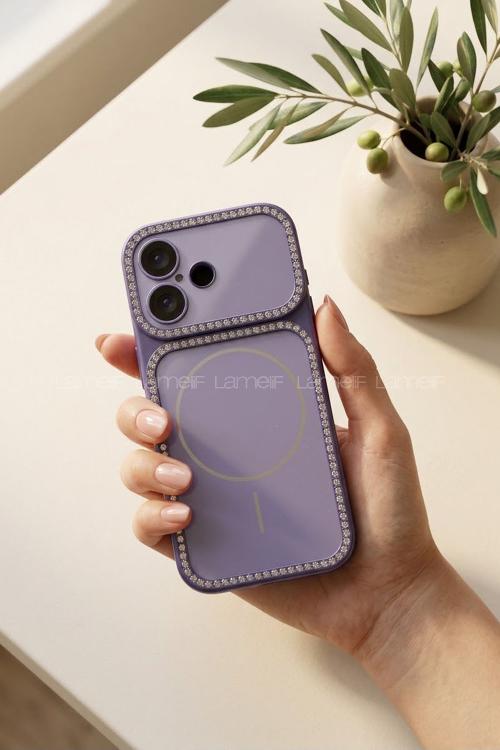 Lamelif iPhone 17 Elmas Taşlı Magsafe Telefon Kılıfı