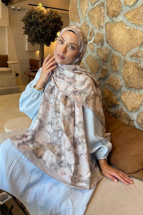 Antik Bej Cotton Striped Printed Shawl
