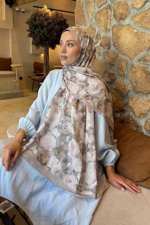 Antik Bej Cotton Striped Printed Shawl
