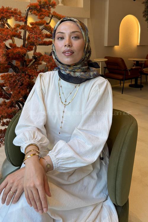 Lamelif Çiçek Desen Bambu Eşarp Sarı