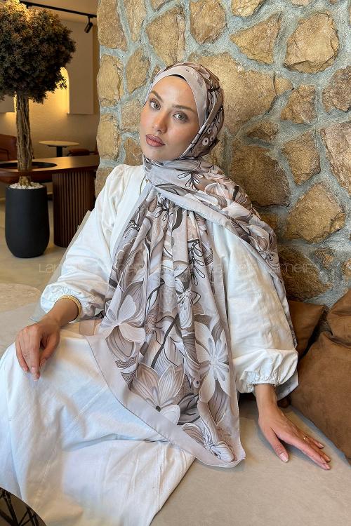 Lamelif Çiçek Desen Lara Soft Şal Taş