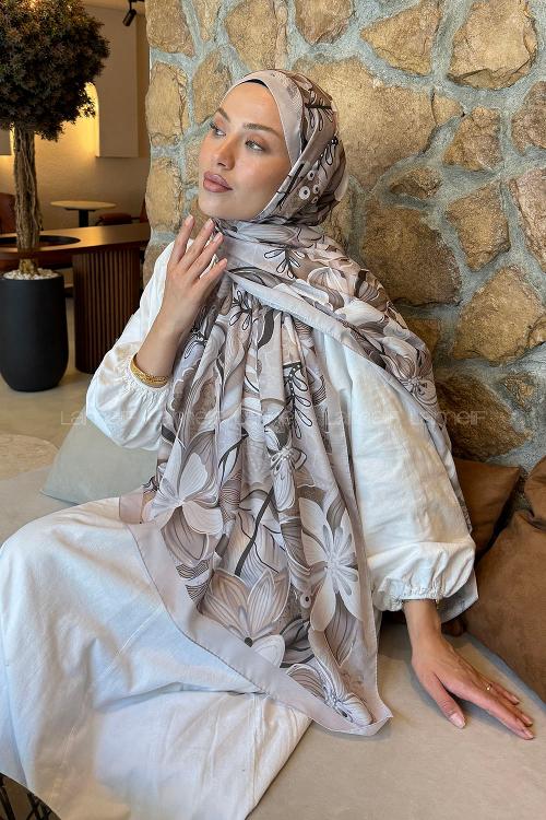 Lamelif Çiçek Desen Lara Soft Şal Taş