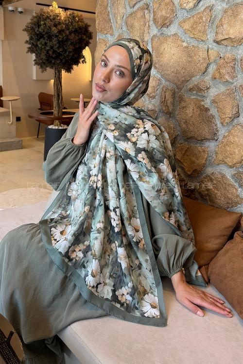 Lamelif Papatya Desen Lara Soft Şal Adaçayı