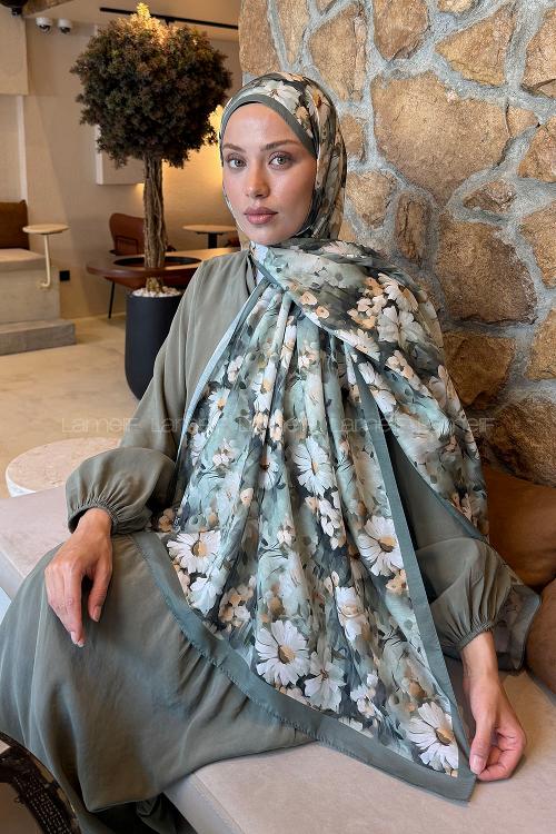 Lamelif Papatya Desen Lara Soft Şal Adaçayı