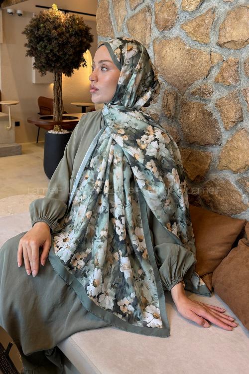 Lamelif Papatya Desen Lara Soft Şal Adaçayı