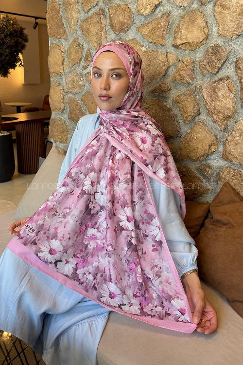 Candy Pink Cotton Striped Printed Shawl