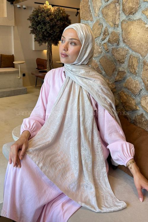 Lamelif  Shine Desen Ayrobin Floş Jakar  Şal Taş