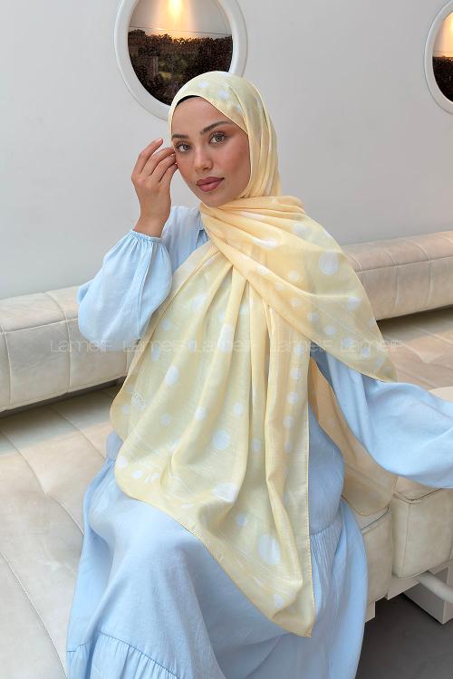 Lamelif Puantiye Desen Soft Şal Sarı