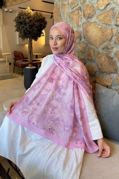 Candy Pink Cotton Striped Printed Shawl