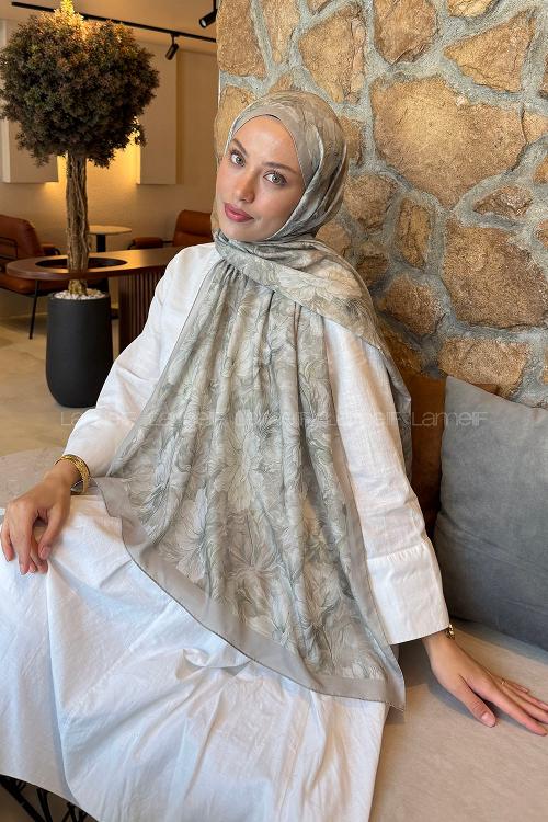 Lamelif Floral Desen Lara Soft Şal Adaçayı