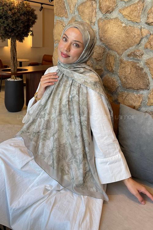 Lamelif Floral Desen Lara Soft Şal Adaçayı