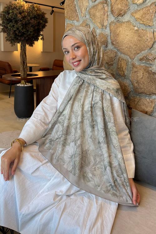 Lamelif Floral Desen Lara Soft Şal Adaçayı