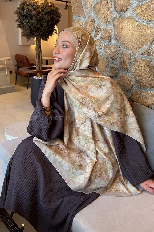Lamelif Floral Desen Lara Soft Şal Mint Yeşili