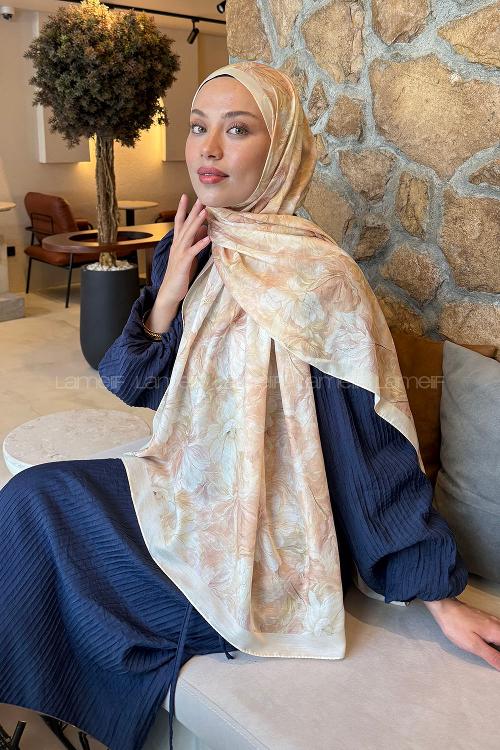 Lamelif Floral Desen Lara Soft Şal  Sarı