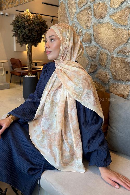 Lamelif Floral Desen Lara Soft Şal  Sarı