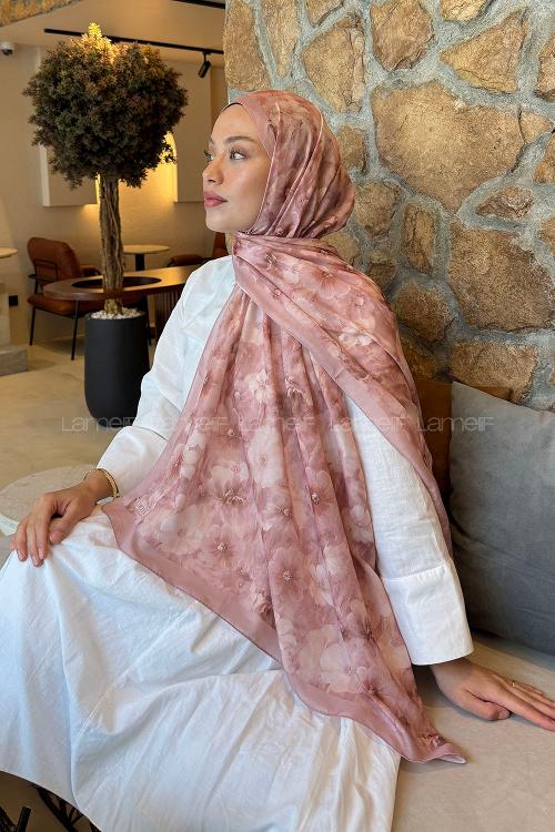 Lamelif Flower Desen Lara Soft Şal Soft Gül