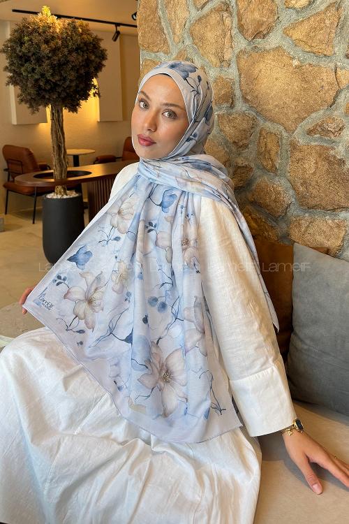 Lamelif Manolya Desen Lara Soft Şal Bebe Mavi