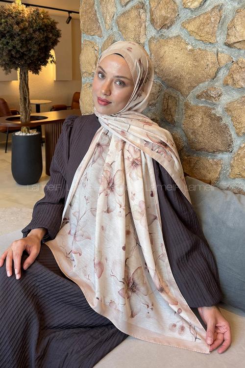 Lamelif Manolya Desen Lara Soft Şal Camel