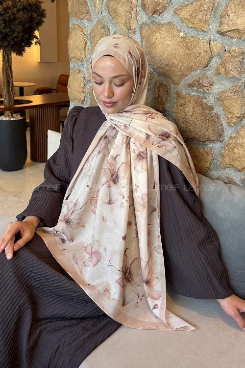 Lamelif Manolya Desen Lara Soft Şal Camel