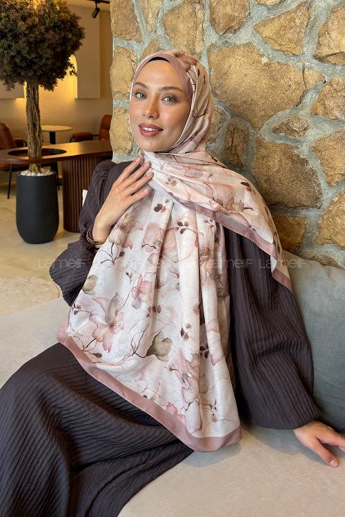 Lamelif Manolya Desen Lara Soft Şal Soft Gül