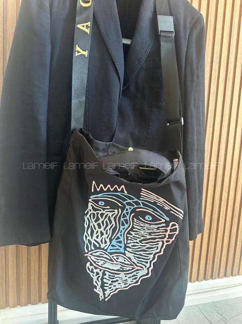 Lamelif Özel Nakış Modern Soyut Yüz Desenli Tote Bag Çanta