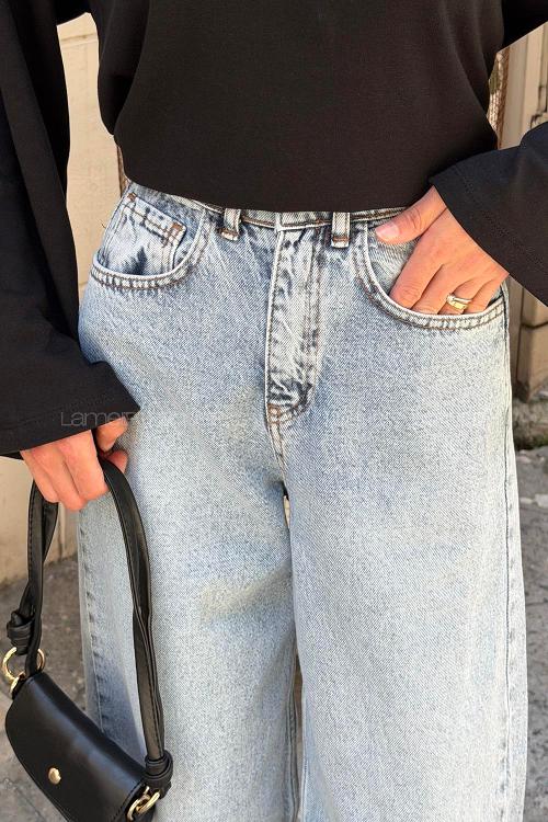 Light Blue Denim High Waist Denim Pants