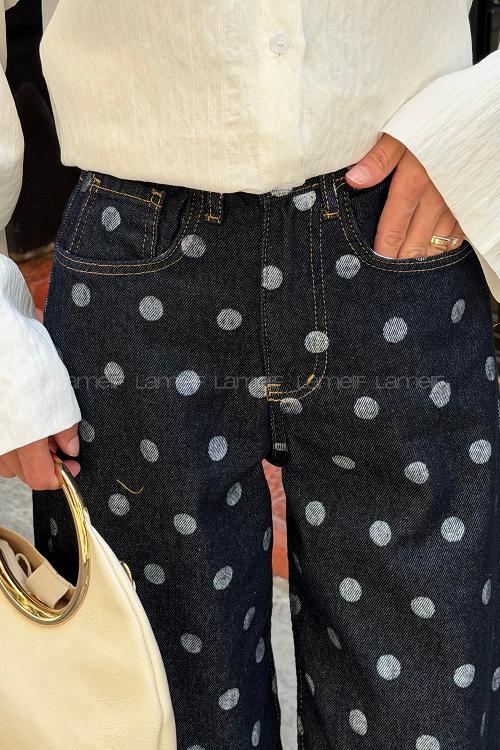 Dark Blue Denim High Waist Denim Pants