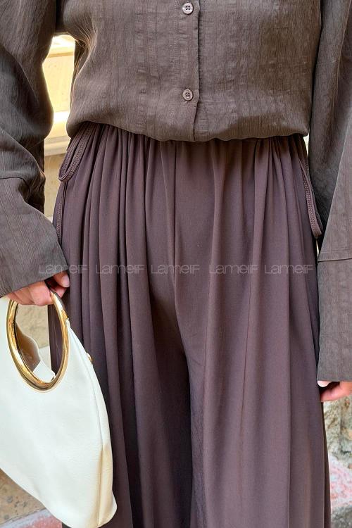 Brown Sandy Fabric Comfortable Pants