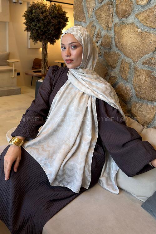 Lamelif  Zikzak Desen Ayrobin Floş Jakar  Şal Taş