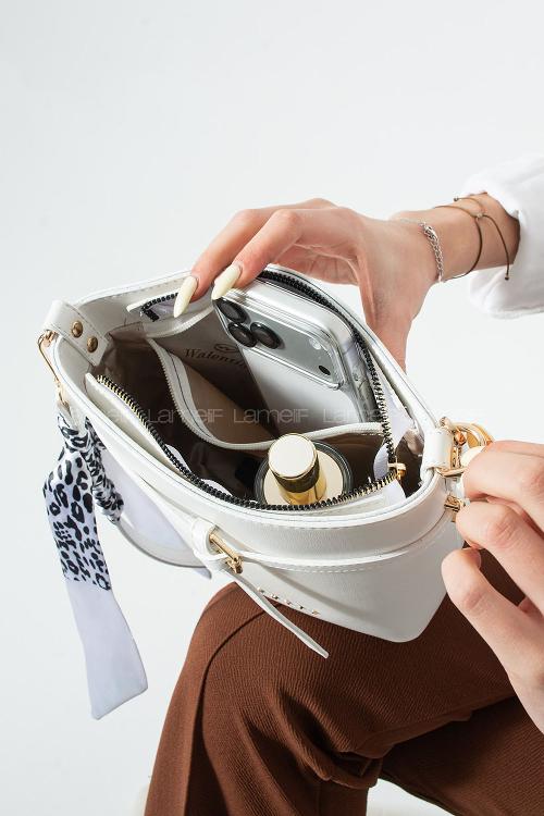White With Suspenders Skin Hand Bag Arm Bag Bag