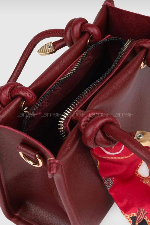 Claret Red Belted Buckle Suni Deri Hand Bag Arm Bag Bag
