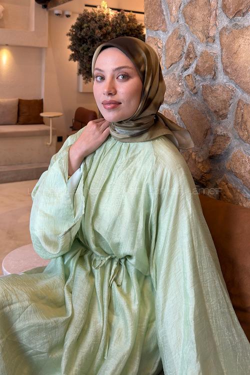 Lamelif Batik Desen Soft Eşarp Haki