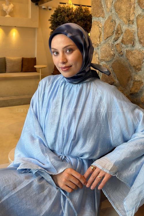 Lamelif Batik Desen Soft Eşarp Lacivert