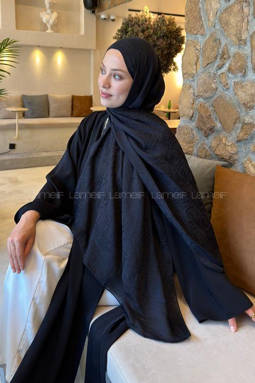 Lamelif CC Desen Aura Pamuk  Jakar  Şal Siyah