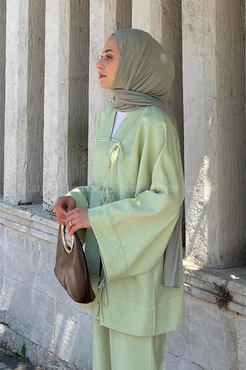 Plum Green Mandarin Collar Long Arm Ayrobin Regular Trousers Comfortable Suit