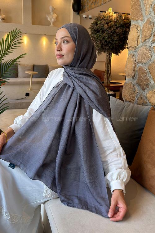 Lamelif Diamond Desen Aura Pamuk  Jakar  Şal Füme